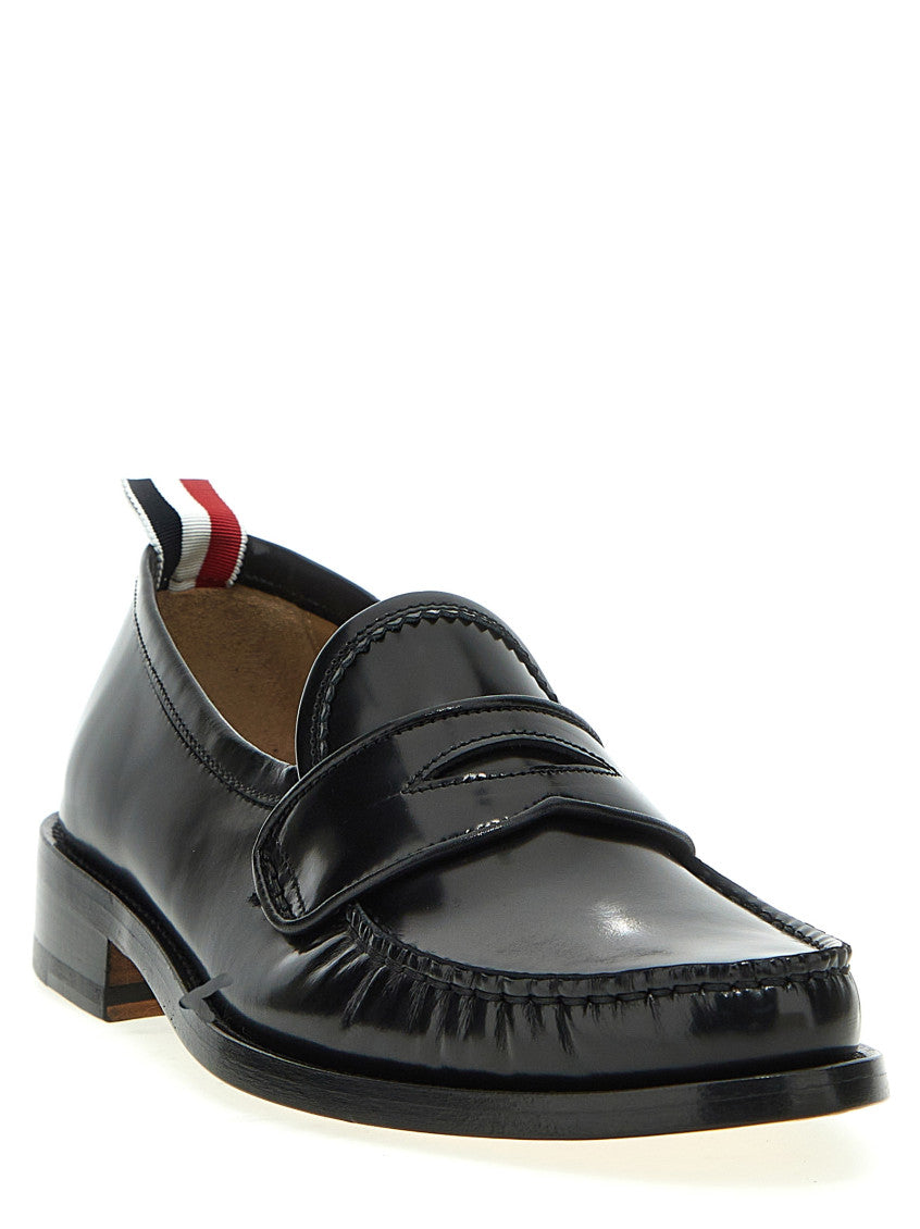 Black Solid Penny Loafers 2