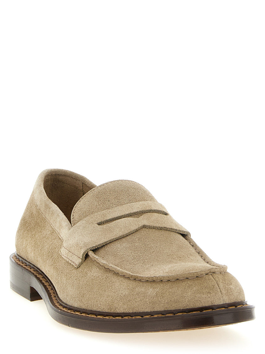 Beige Solid Penny Loafers 2
