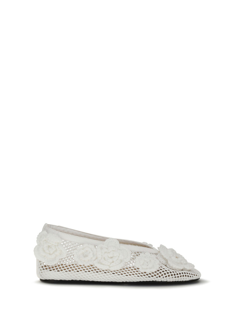 White Floral Ballet Flats 1