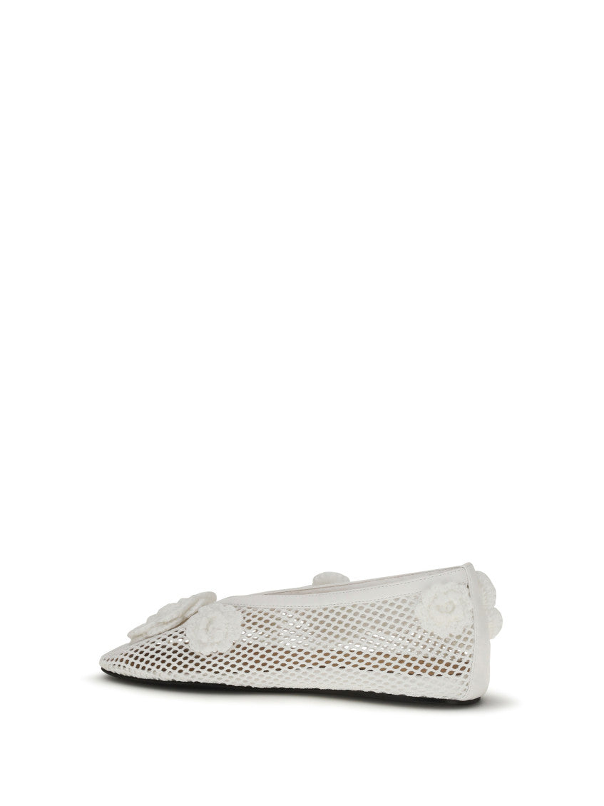 White Floral Ballet Flats 3