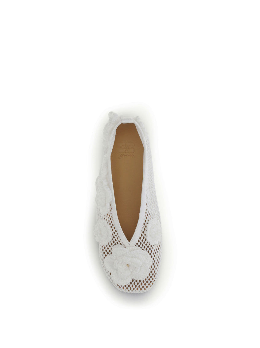 White Floral Ballet Flats 4