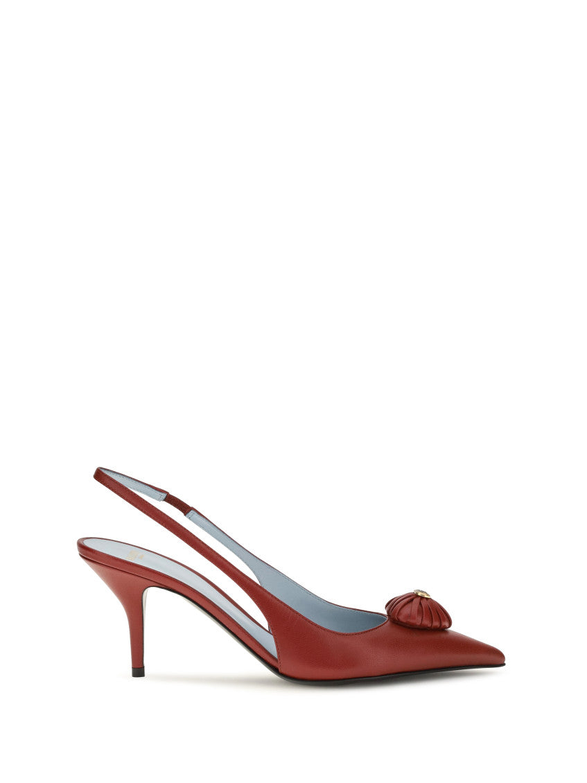 Red Slingback Leather Pumps 1