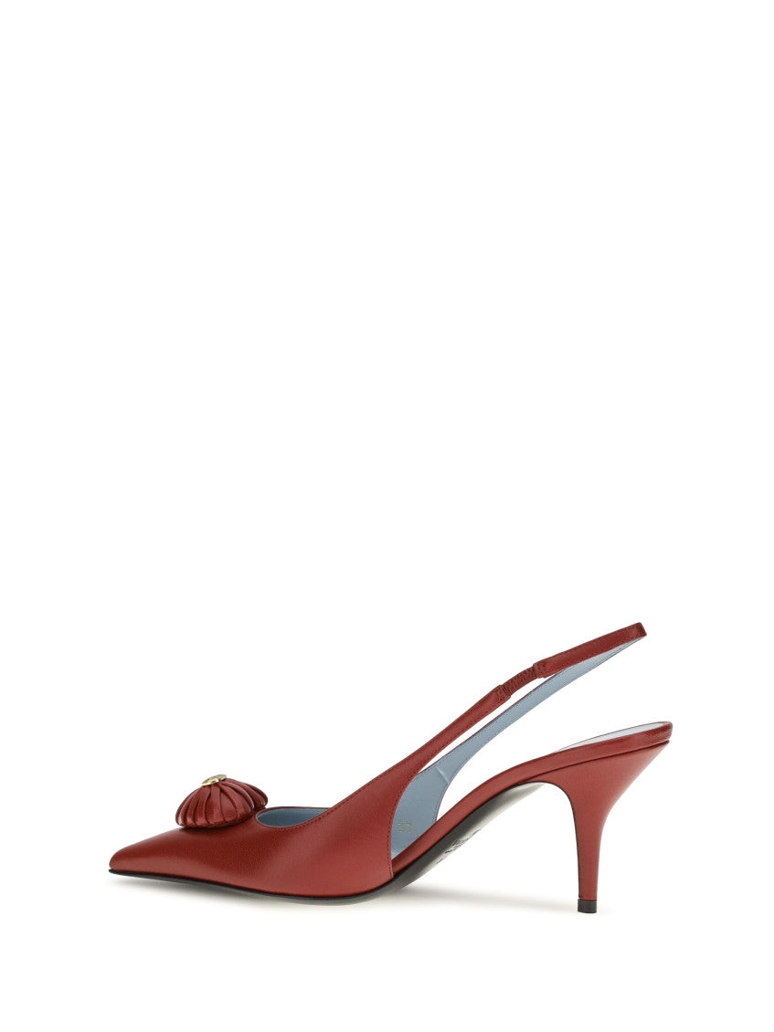 Red Slingback Leather Pumps 3