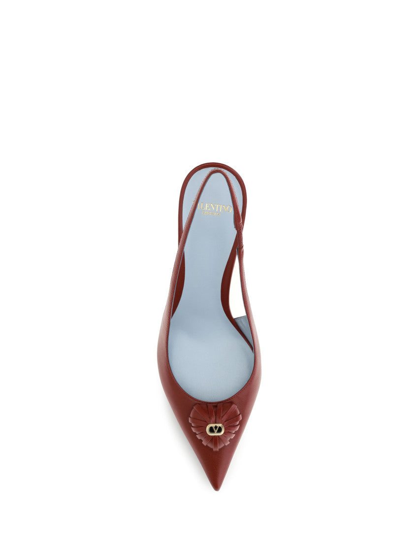 Red Slingback Leather Pumps 4