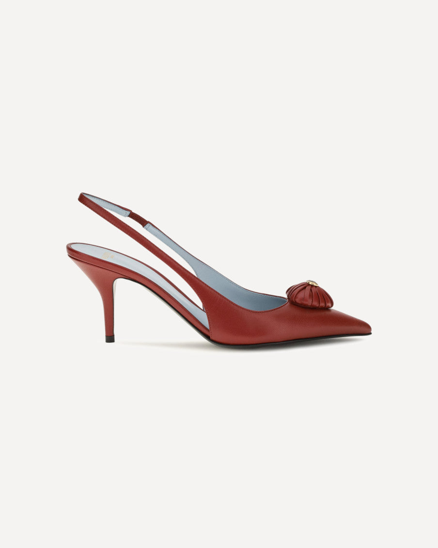 Red Slingback Leather Pumps 5