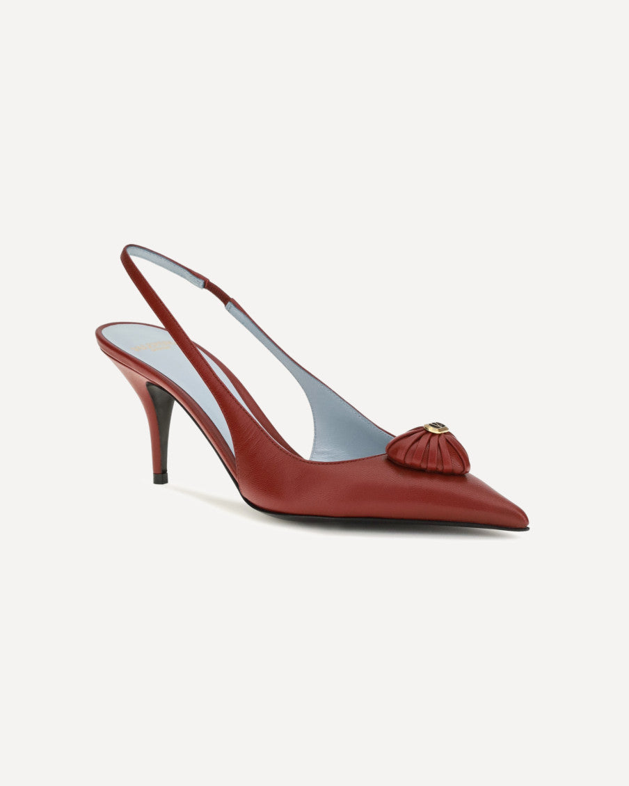 Red Slingback Leather Pumps 6