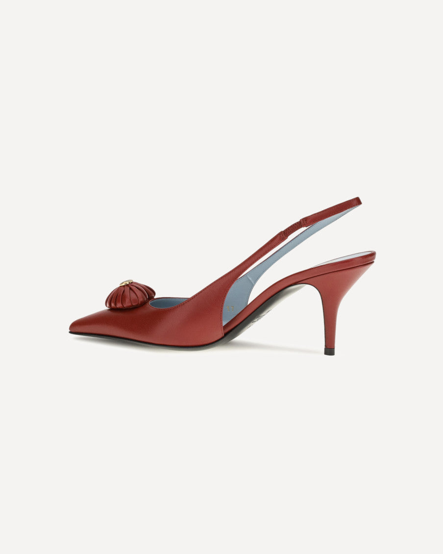 Red Slingback Leather Pumps 7