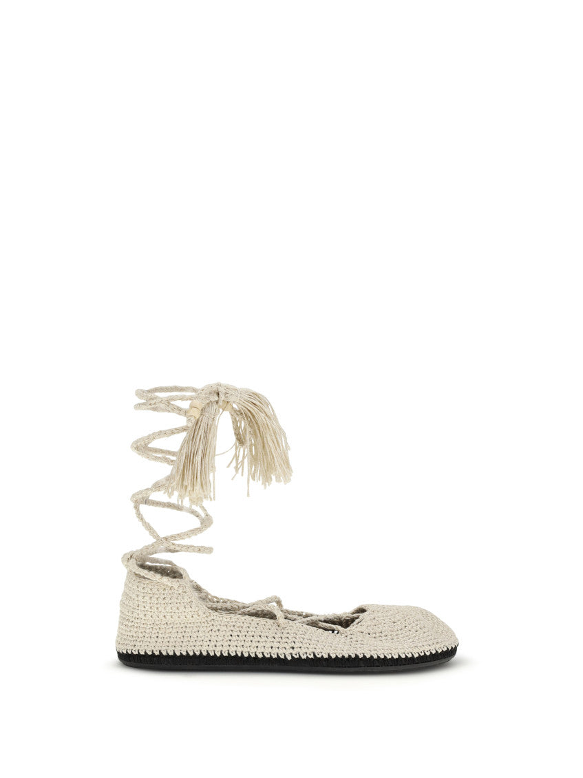 White Knitted Ballet Flats 1
