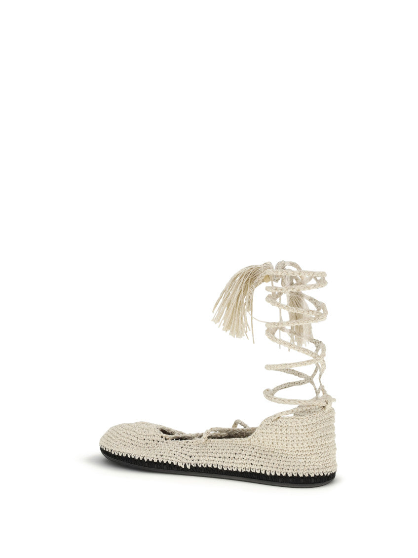 White Knitted Ballet Flats 3