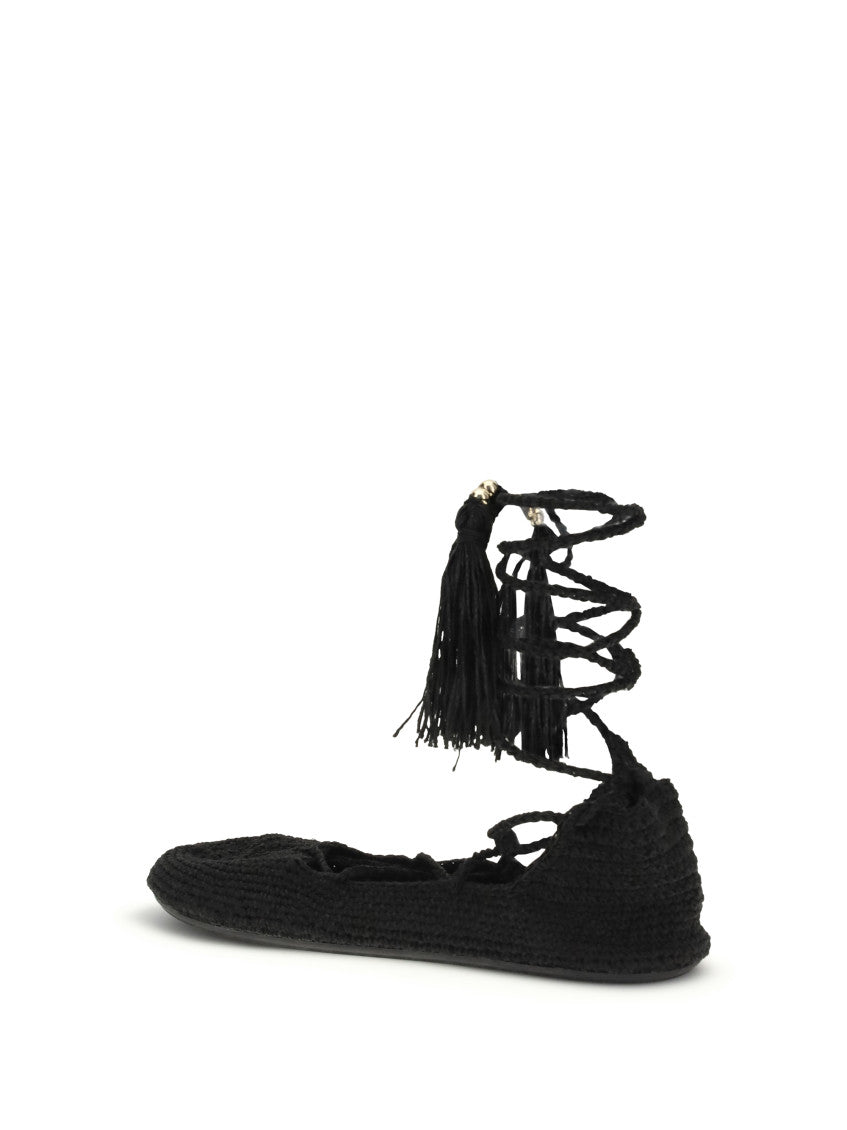 Black Lace-up Ballet Flats 3
