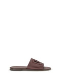 Brown Grained Leather Sandals 1