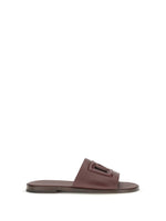 Brown Grained Leather Sandals 1