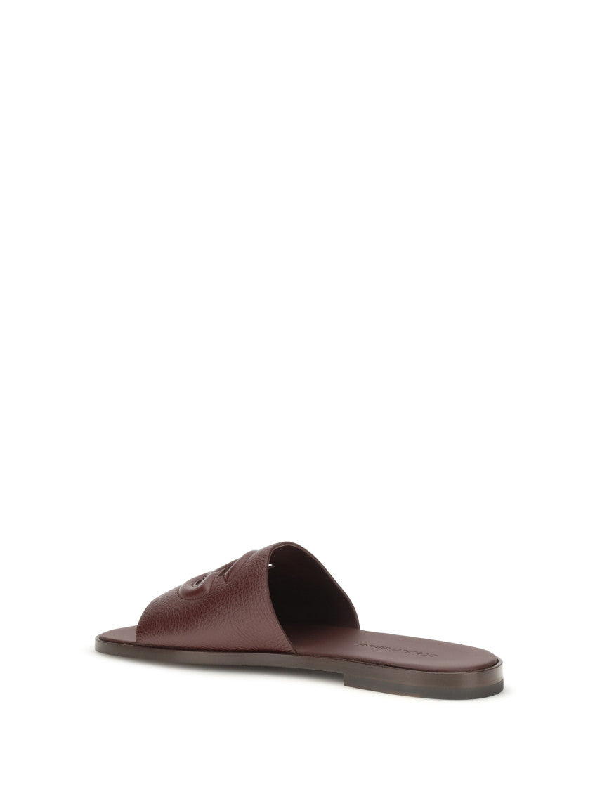 Brown Grained Leather Sandals 3