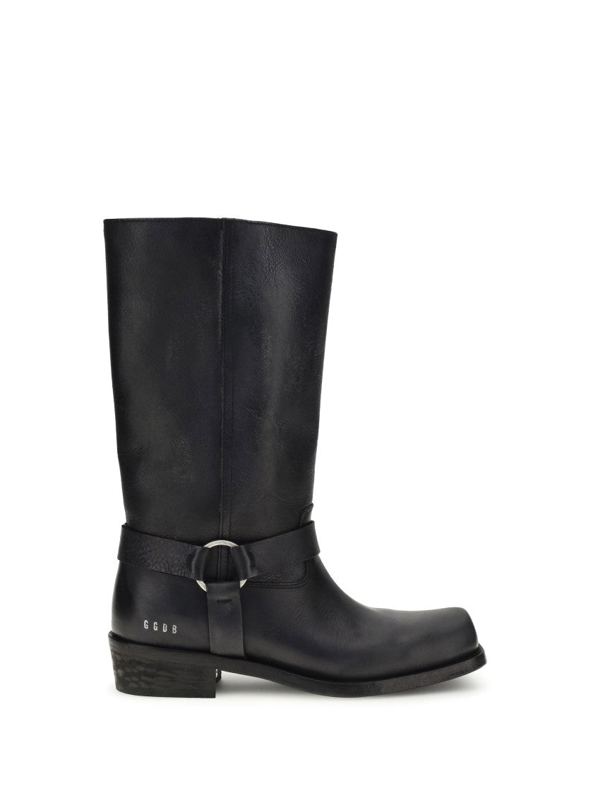 Black Leather Biker Boots  1