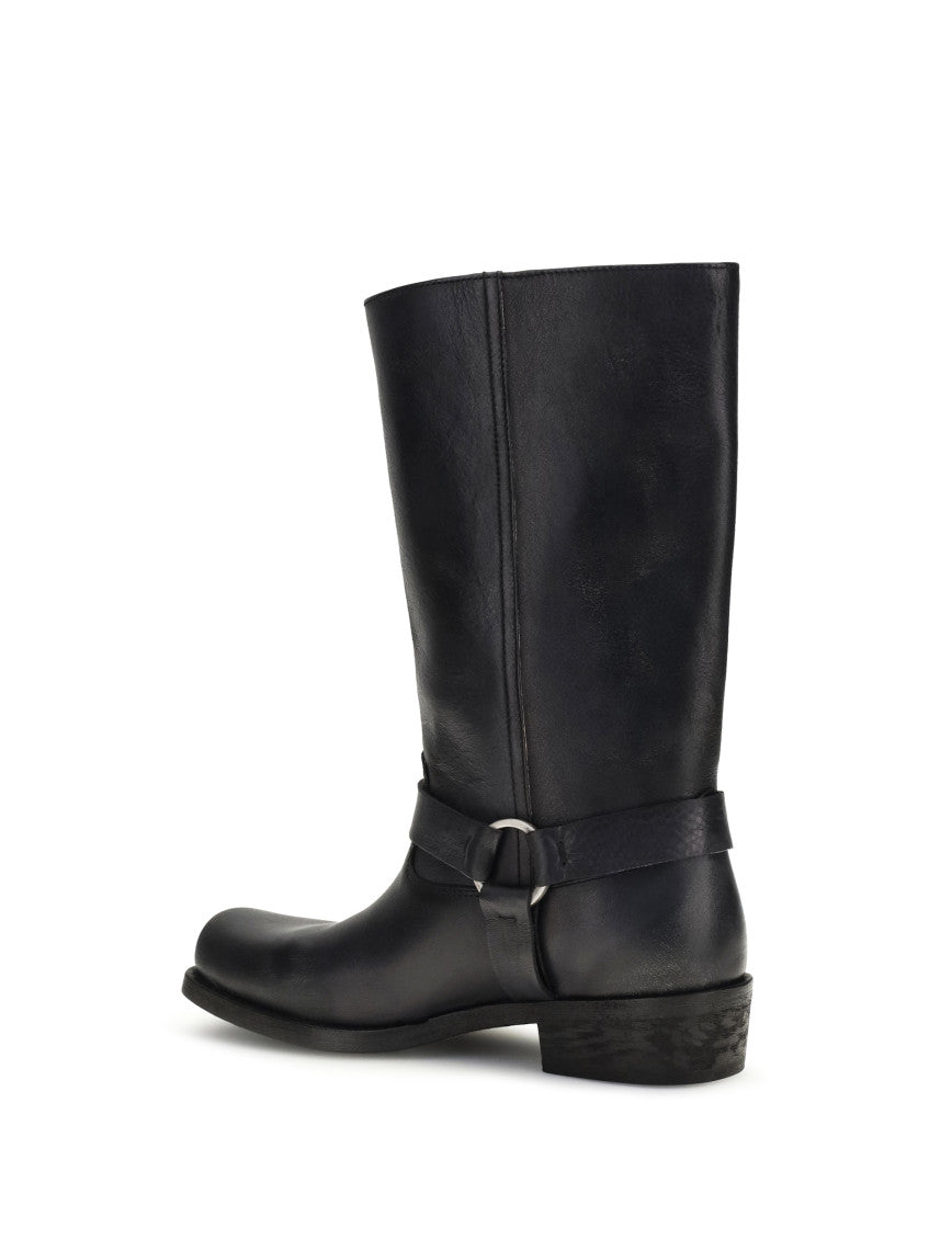 Black Leather Biker Boots  3
