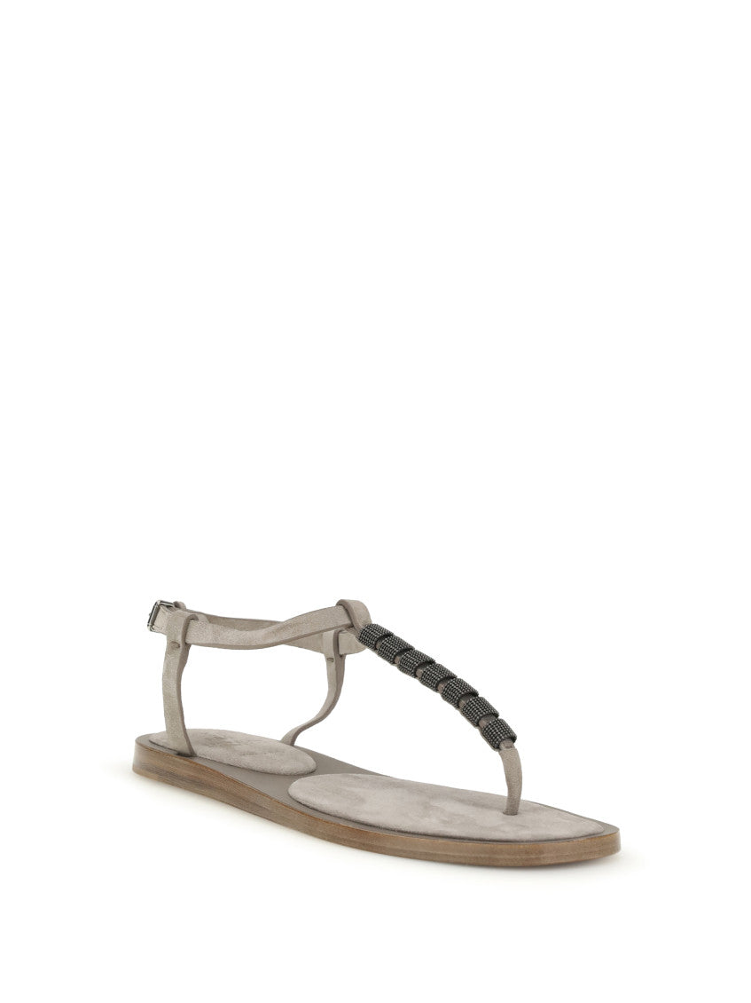 Off White T-strap Sandals 2