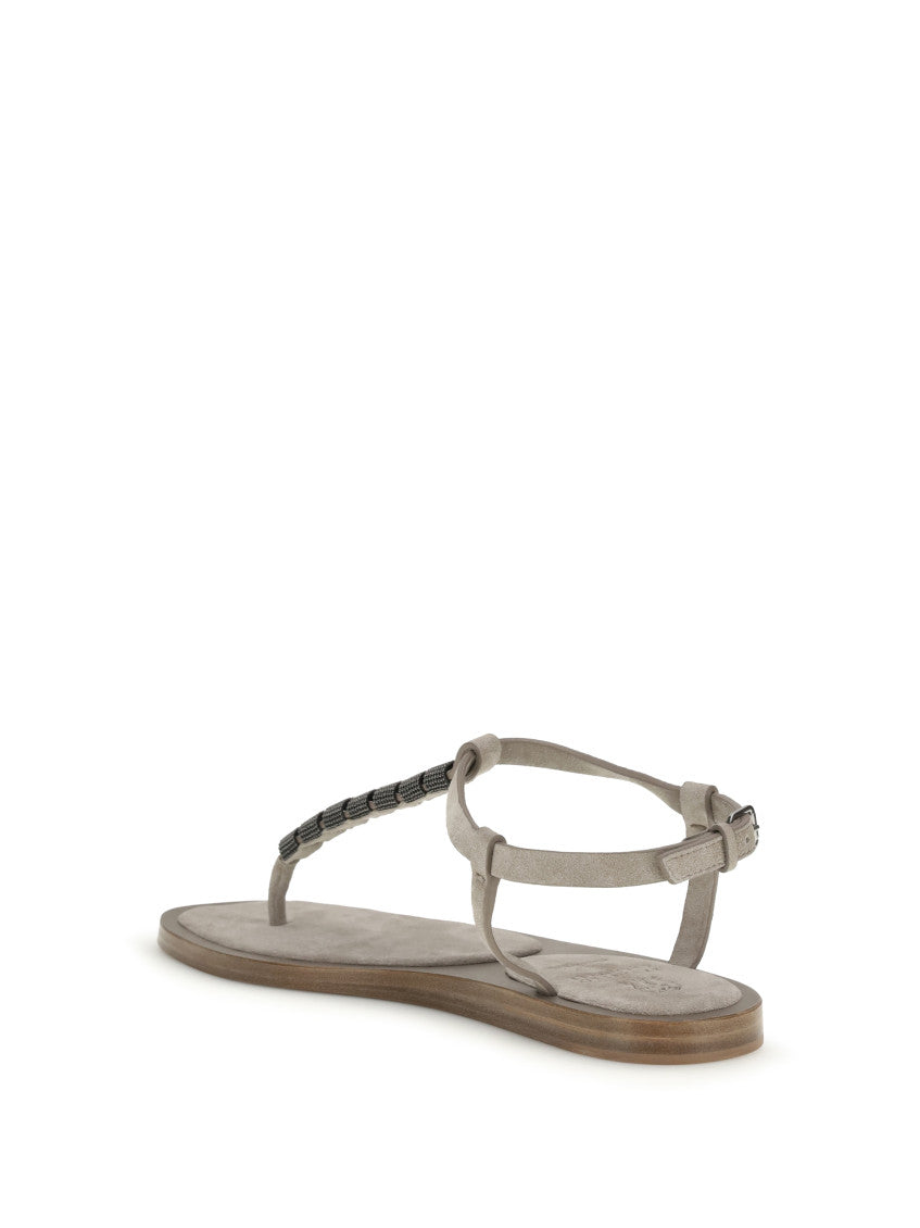 Off White T-strap Sandals 3