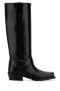 Black Rockstud Leather Boots 1