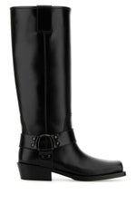 Black Rockstud Leather Boots 1