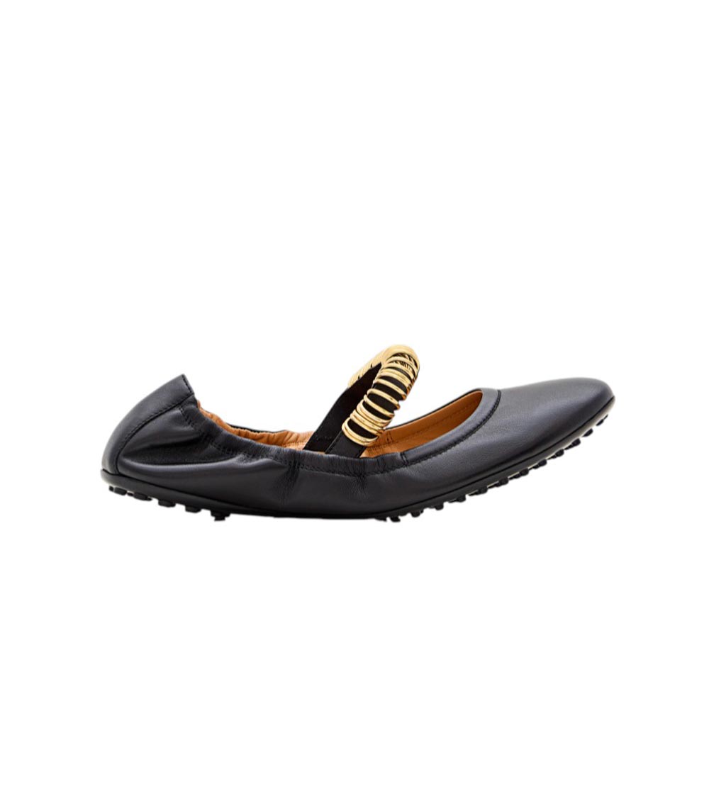 Black Leather Ballet Flats 1