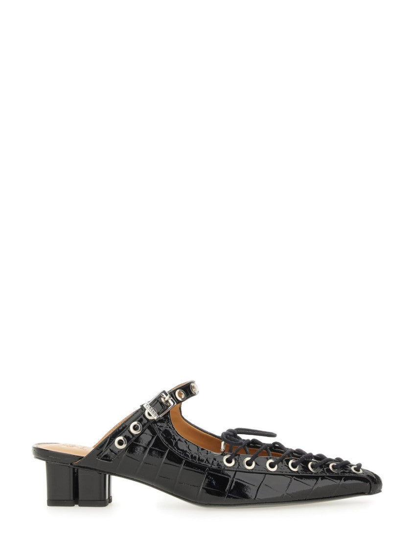 Black Leather Mules 1