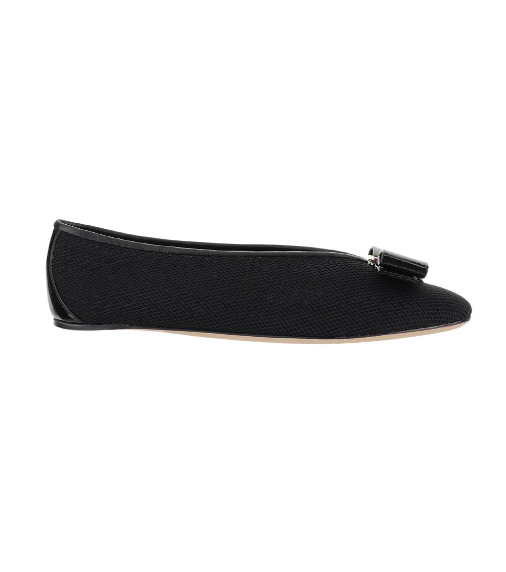 Black Textured Vanna Ballet Flats 1