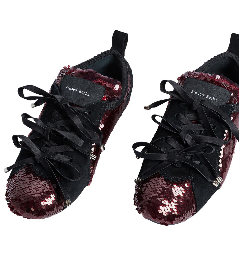 Deep Red Embellished Sneakers 2