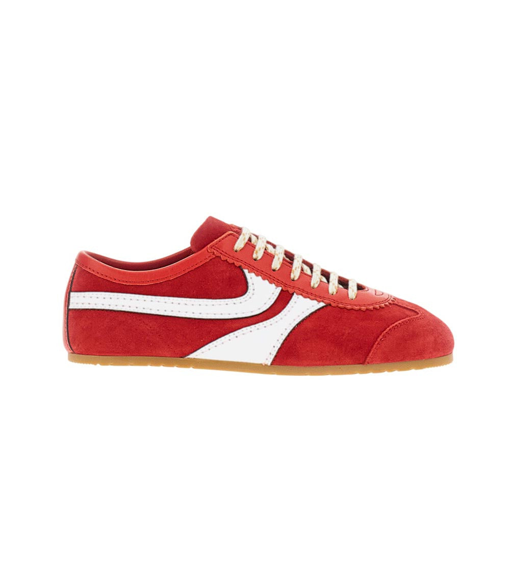 Red Lace Up Sneakers 1