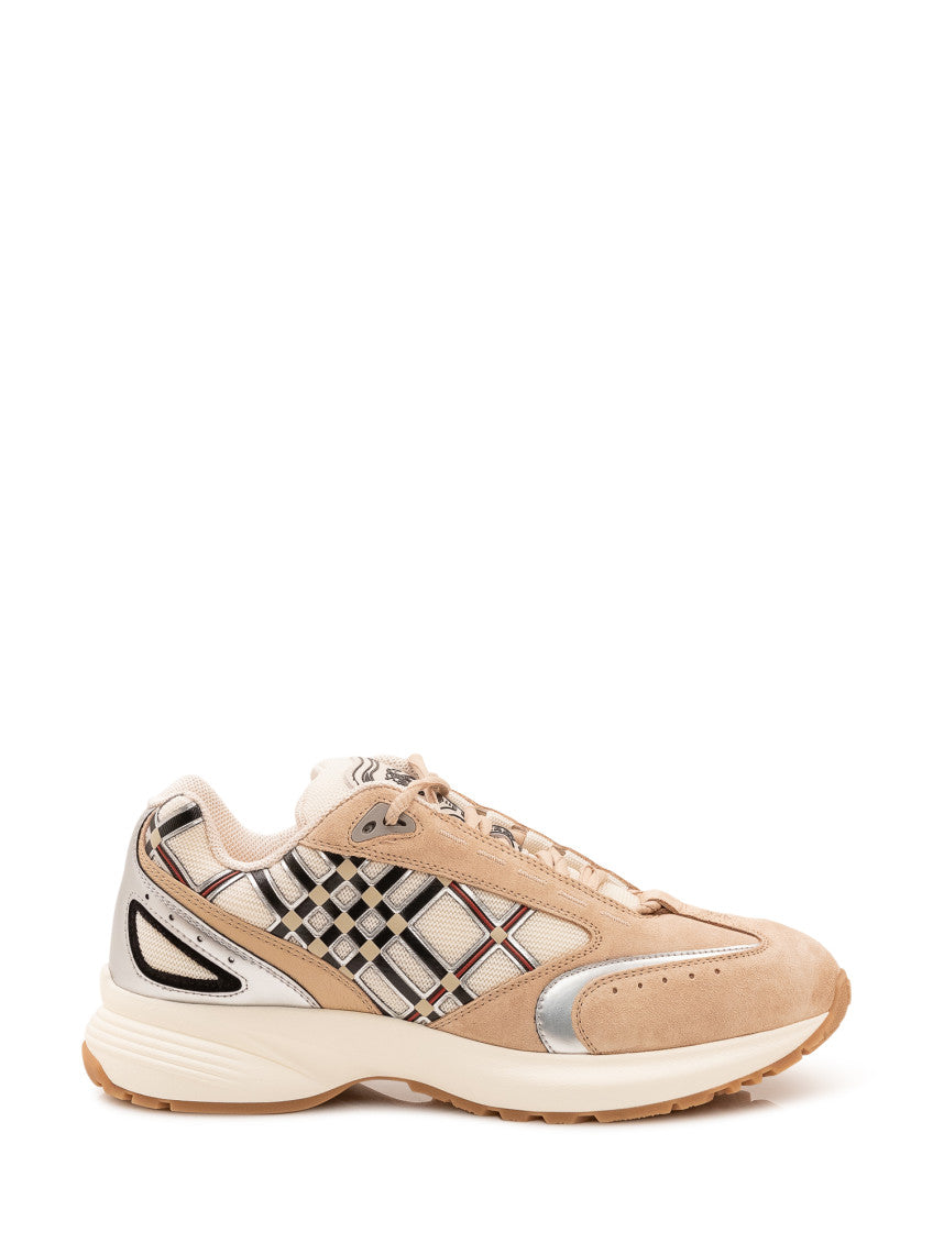 Beige Checks Runner Sneakers 1