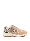 Beige Checks Runner Sneakers 1