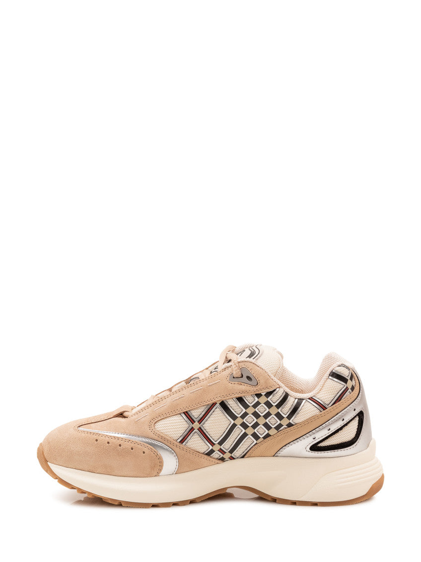 Beige Checks Runner Sneakers 4