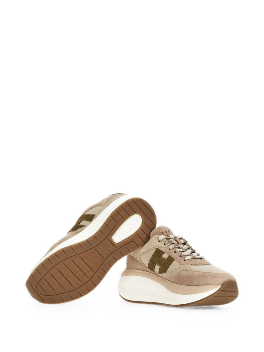 Beige H714 Leather Sneakers 3