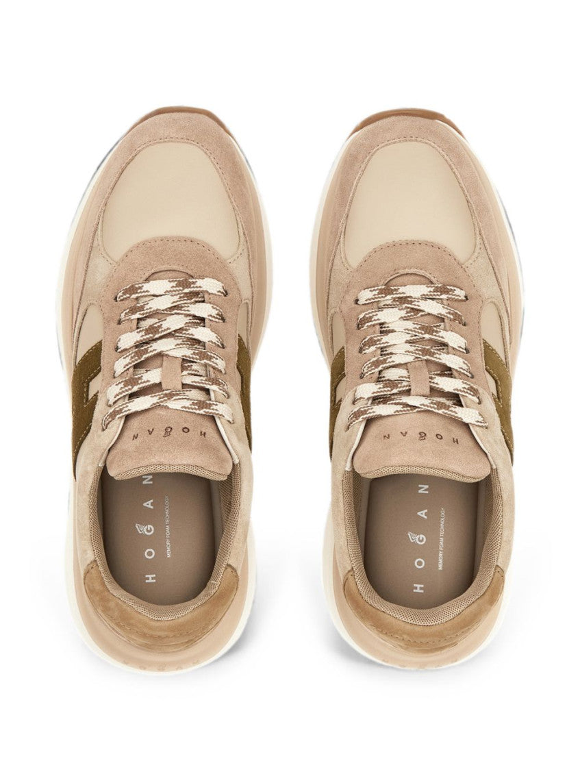 Beige H714 Leather Sneakers 4