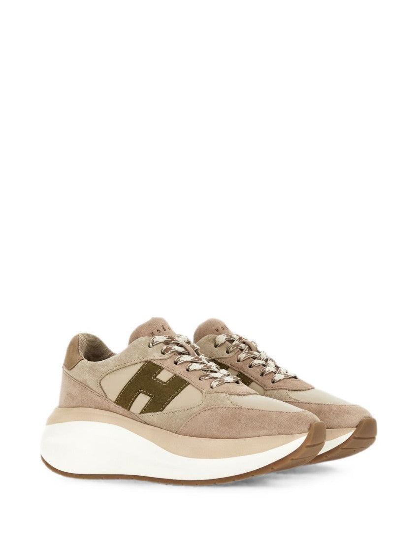 Beige H714 Leather Sneakers 5