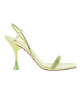 Green Satin Rhinestone Heels 1