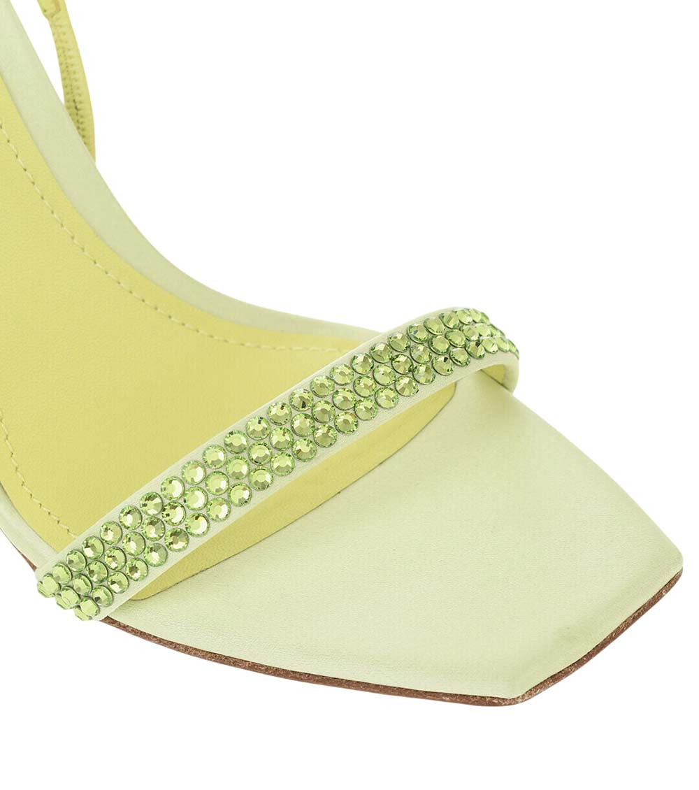 Green Satin Rhinestone Heels 4