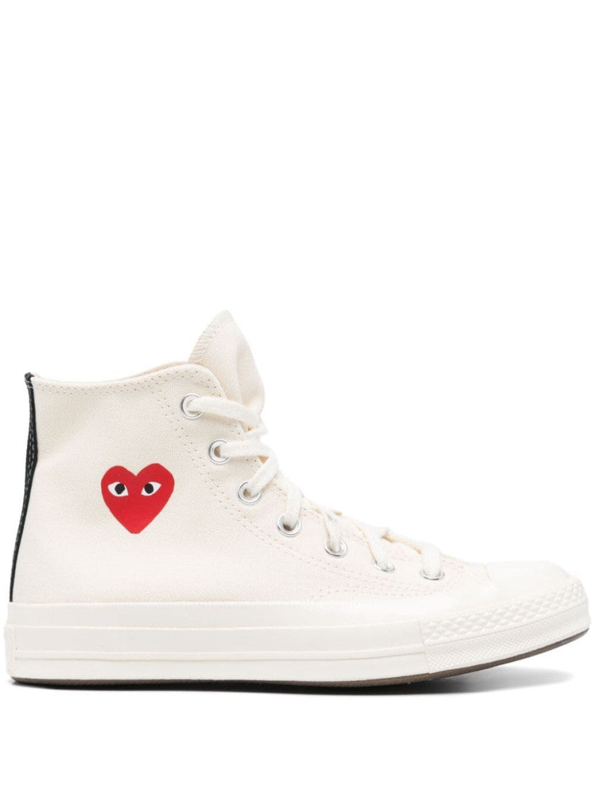 White Heart High Top Sneakers 1