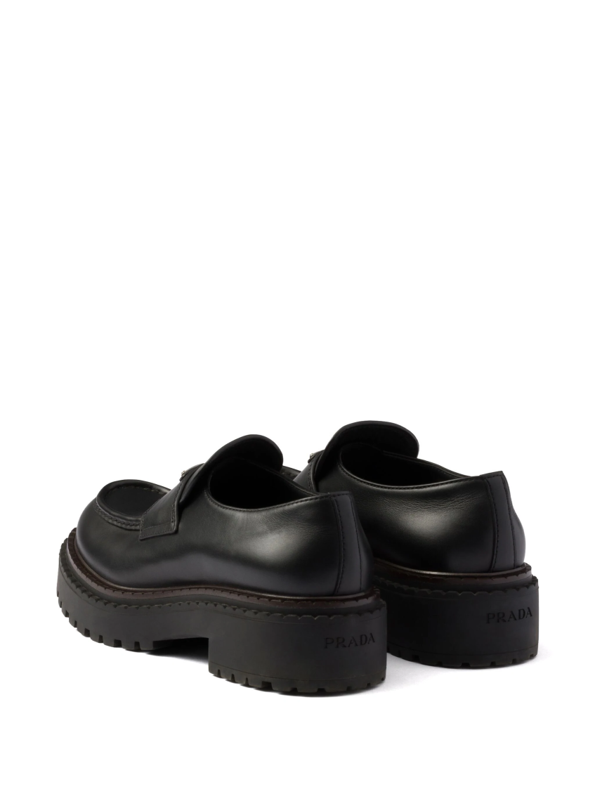 Black Logo Leather Loafers 3