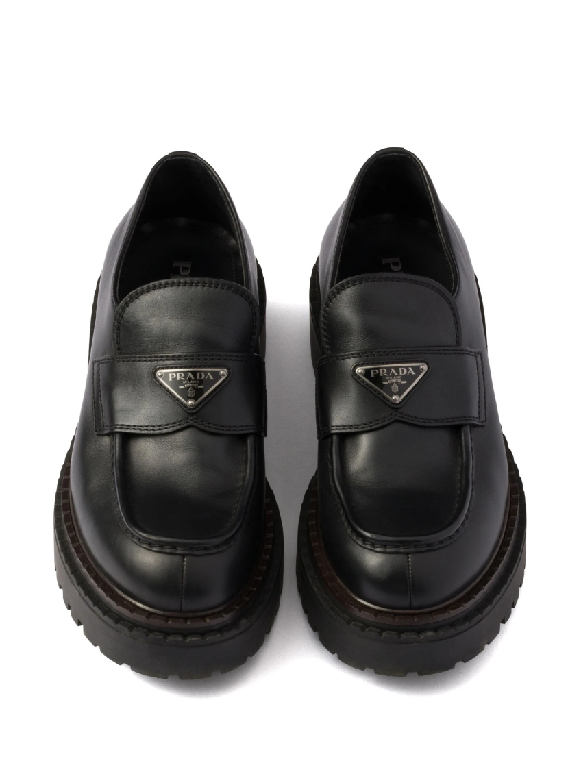 Black Logo Leather Loafers 4