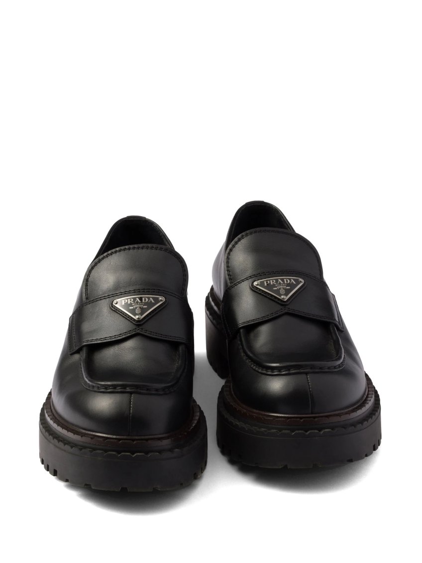 Black Logo Leather Loafers 5