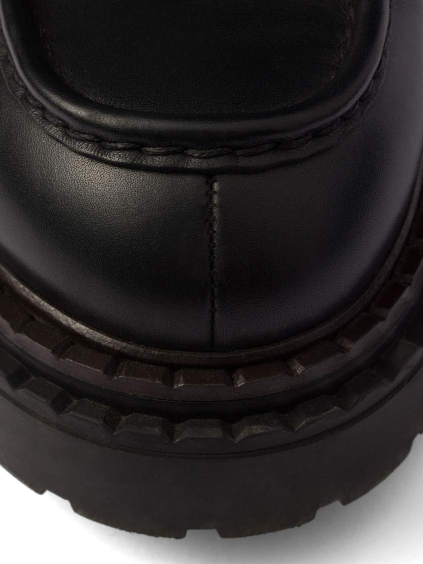Black Logo Leather Loafers 6