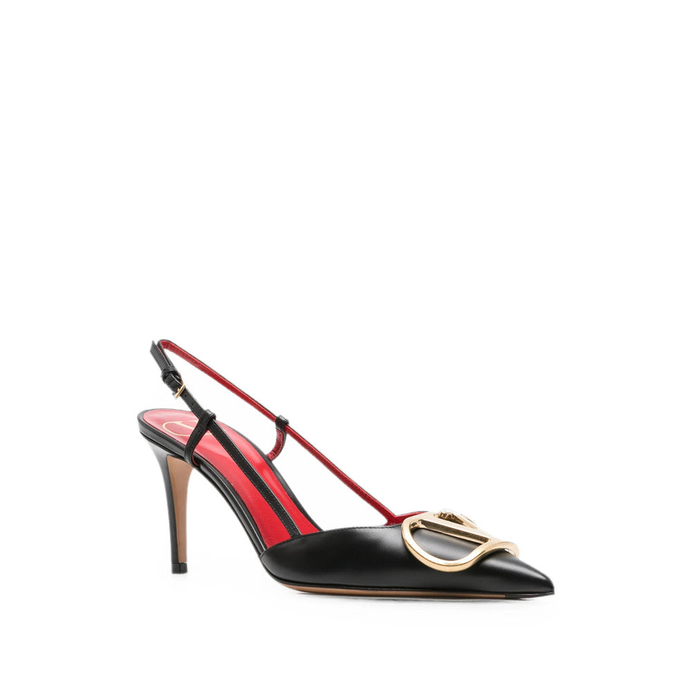 Black Logo Slingback Pumps 2