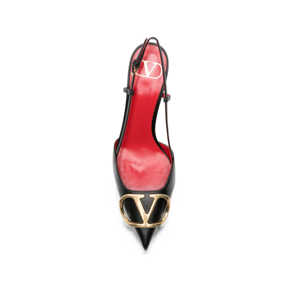 Black Logo Slingback Pumps 4