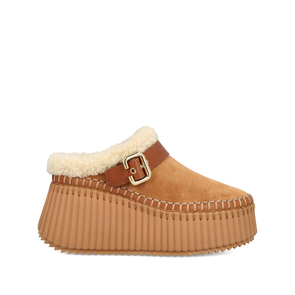 Brown Nama Wedge Mules 1