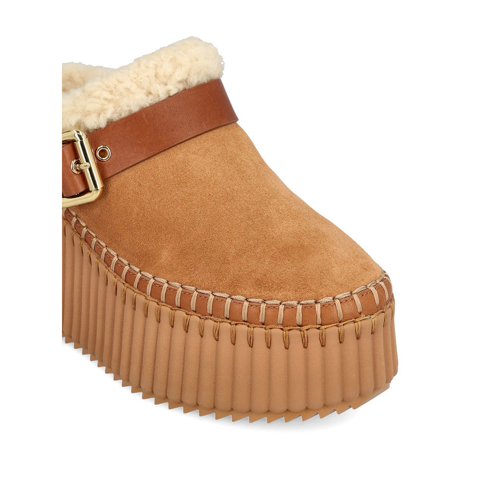 Brown Nama Wedge Mules 2