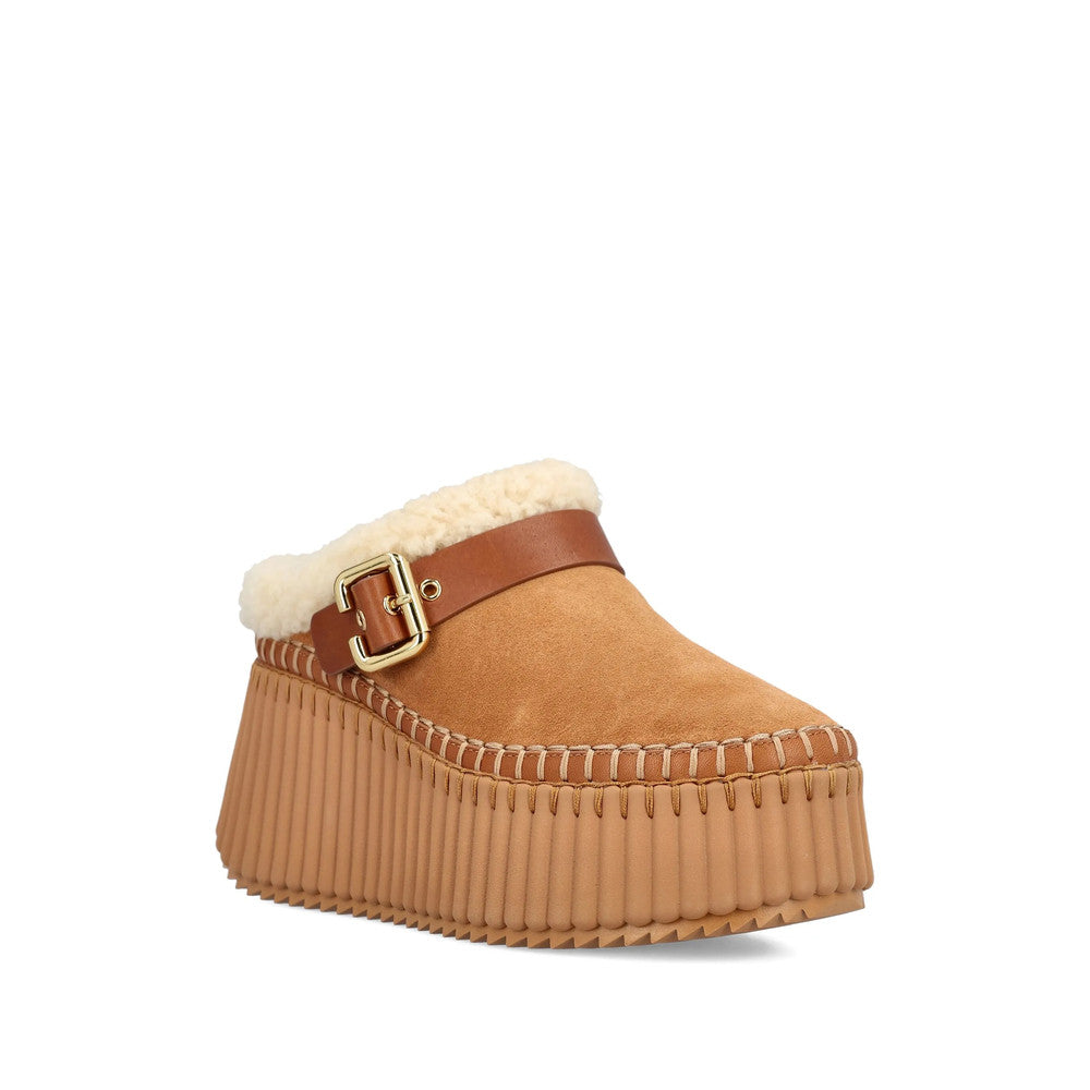 Brown Nama Wedge Mules 4
