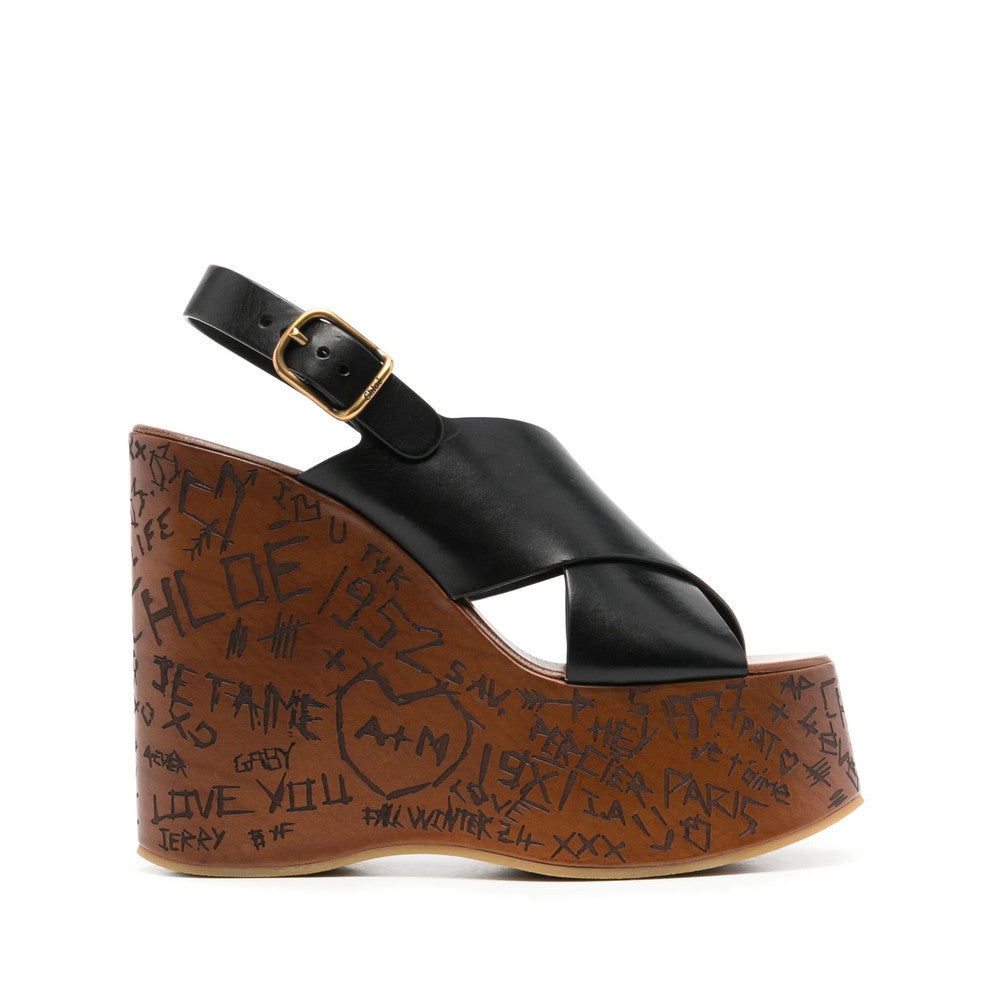 Black Maxime Leather Wedge 1