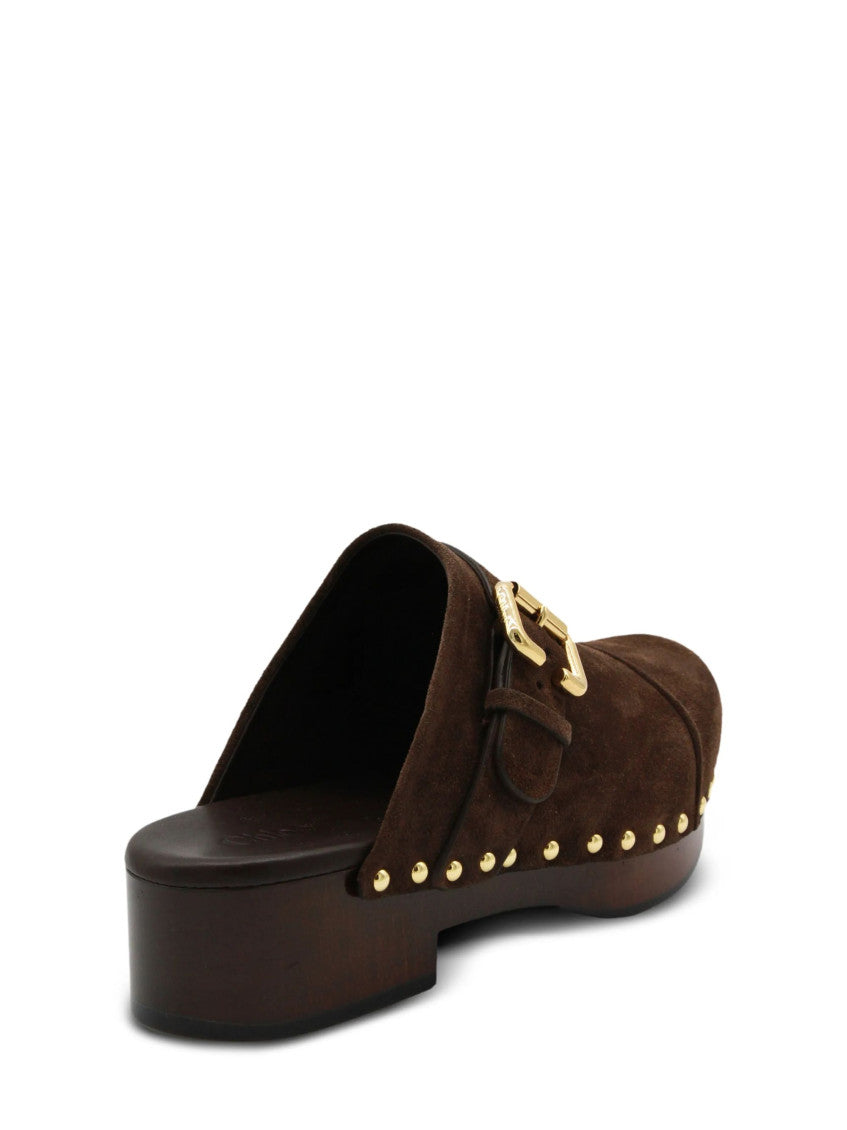 Brown Studded Mules 3
