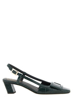 Black Textured Slingback Pumps 1