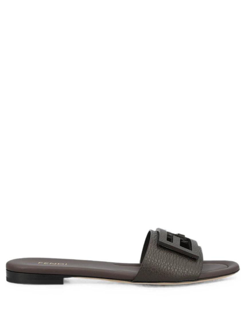 Brown Logo Leather Sandals 1